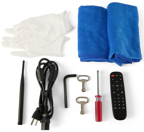 Slide A Slick 43 Inch Digital Display Advertising Floor Stand Into Your Spot For Legit 1080p Lcd accessories including gloves, remote, and tools.