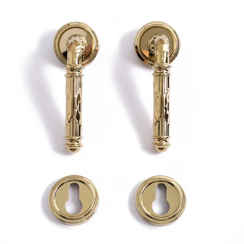 Bright Gold Brass Door Lock Set For Bedroom And Interior Doors With Solid Hardware Double Wood Lever Handle 72mm Spacing Easy Install Privacy Lock