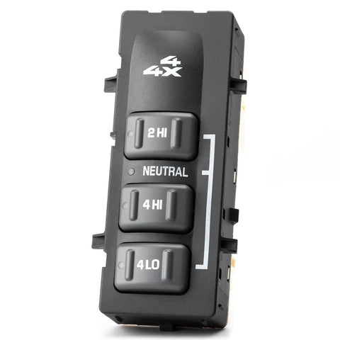 Plug And Play Four Wheel Drive Switch For 2001 2002 Chevy Silverado 1500 2500 3500 And GMC Sierra 1500 2500 3500 Suburban Tahoe Yukon XL Direct Replacement Easy Install For Electric Multi Function Control, black plastic 4WD switch with 2HI 4HI 4LO