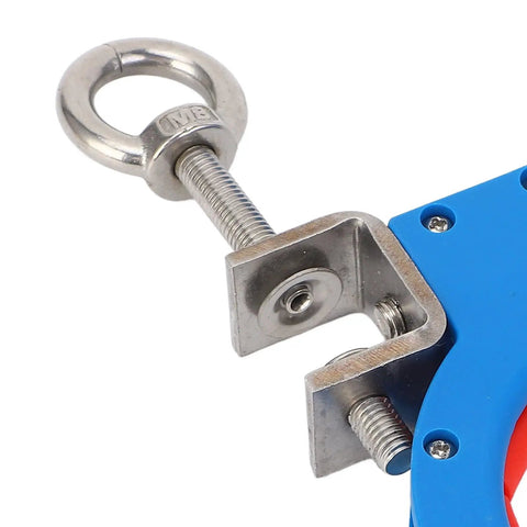 Cable Tray Roller 65mm Clamp Adjustable Wire Pulling Pulley For Inside Outside Corner Use Blue With Easy Install And Tension Control Stable Guide Roller Delivers Smooth Wire Runs, stainless steel clamp close-up