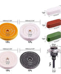 Slick Finish 8 Piece Buffing Wheel And Polishing Compound Set With Quarter Inch Drill Adapter Fit For Bench Grinder assortment of cotton wheels and polishing compounds