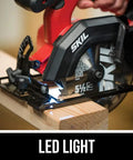 Badass Brushless 12V Cordless Drill And Five Half Inch Circular Saw Power Tool Combo Kit With Lithium Battery And Lightning Fast Charger For Weekend Warriors in use on wood with LED light.