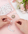 Hands stringing polymer clay beads poker card print flat rectangle spacer beads 300pcs for jewelry making necklace bracelet DIY accessories.