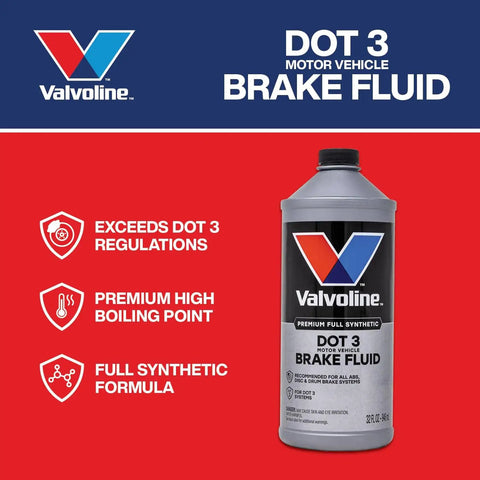 DOT 3 Synthetic Brake Fluid With High Boiling Point, Superior Corrosion Protection, Vapor Lock Resistance, Compatible With ABS Disc And Drum Brakes, 32 Oz Bottle For Reliable Stopping In Hot Or Wet Conditions
