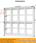 Dimensions of No Sweat Hella Spacious 8FT Modular Closet System Freestanding Walk-In Organizer with 12 Hanging Rods White.