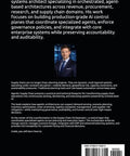 Back cover of Agentic Supply Chain book; black cover with white text, author photo, barcode visible