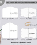 Diagram of 4 Pack 10 Inch Sublimation Door Signs Blanks Aluminum Double Sided Wall Hanging Ornaments with size details and jute rope.
