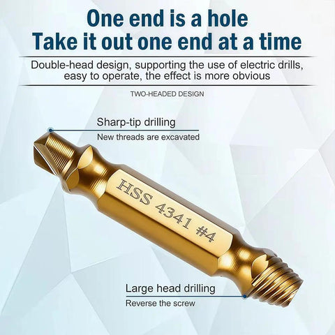 Titanium coated HSS bit from Six Piece Screw Extractor Set For Damaged Screws Quick Fix Kit With Titanium Coated HSS Drill Bits