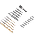 Essential Screw Extractor Set For Broken Bolt Removal With Hex Shank Twist Drills And Screwdriver Bits Including Spiral Tool Kit In Storage Box Perfect For Tough Garage Home Repairs, 19pc kit