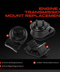 Heavy Duty Engine And Transmission Mount Kit Chevy Tracker Suzuki Grand Vitara Set of 3 mounts for replacement, black rubber.