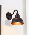 Industrial Gooseneck Farmhouse Vanity Wall Sconce Oil Rubbed Bronze on living room wall