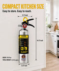Class K Kitchen Fire Extinguisher Built For Fast Grease Cooking Flare Ups, Two Pack Of 34 Fl Oz Wet Chemical Sprayers mounted on wall in kitchen.