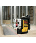 Three Beam Line Laser With Self Leveling And Magnetic Pivot Bracket, 2x Brighter Diodes For Superior On Site Visibility, Delivers Precise 90 Degree Layout On Metal Surfaces, Pro Grade Framing, Cabinetry And Installations DW089K on construction floor