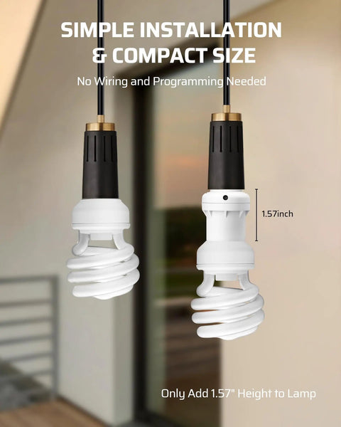 Light Sensor Socket Adapter E26 E27 Dusk To Dawn Automatic Sensor For Porch And Wall Light Fixtures 2 Pack White ETL Listed