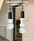 Two Smart Dusk To Dawn Light Sensor Sockets installed in a fixture with CFL bulbs, showing 1.57-inch size addition, ETL Listed, 4 Pack.
