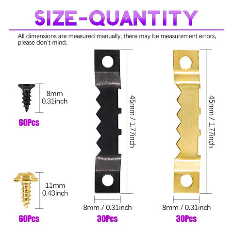 All In One Heavy Duty Picture Hanger Kit With 415Pcs Assorted Hangers And Screws In Transparent Storage Box Featuring Seven Models