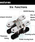 Stainless Steel 304 Hidden Hinge With Silent Close For Doors, Concealed Mount Folding Door Hardware, Invisible Mount Hinge With Screws, Heavy Duty Rust And Scratch Proof, Easy Install, 25x118mm, 1 Piece shown with labeled parts and features.
