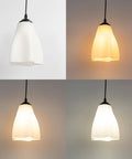 Kiven Instant Light Conversion Kit for 4/5/6inch Hole, 2-Light Glass Farmhouse highlighted in four views with soft white light.