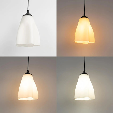 Kiven Instant Light Conversion Kit for 4/5/6inch Hole, 1-Light Glass Farmhouse Lighting fixture in white shade, adjustable cord.