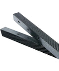 Solid Build 1.25 Module Helical Gear Rack With Matched Steel Pinion Set For CNC Routers And Shop Projects Right Handed Spiral Teeth 22X25mm Size, close-up view.