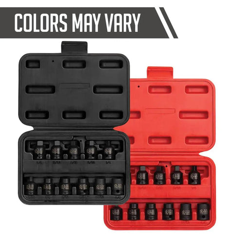 Three Eighths Inch Drive Pipe Plug Socket Set, 11 Piece SAE Cr-Mo Steel Build With Tapered Male Square Drive And Chamfered