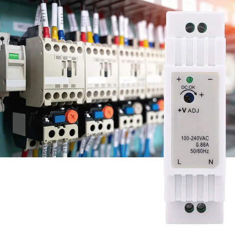 Dead Simple DIN Rail Switching Power Supply Single Output For Industrial Control Cabinets installed in a control panel.