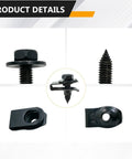 Premium Fifty Piece One Quarter Inch Universal U Nut Clips And Hex Head Bolts For Auto Body Repair showcasing various clip and bolt types.