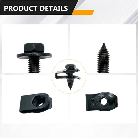 Premium Fifty Piece One Quarter Inch Universal U Nut Clips And Hex Head Bolts For Auto Body Repair showcasing various clip and bolt types.
