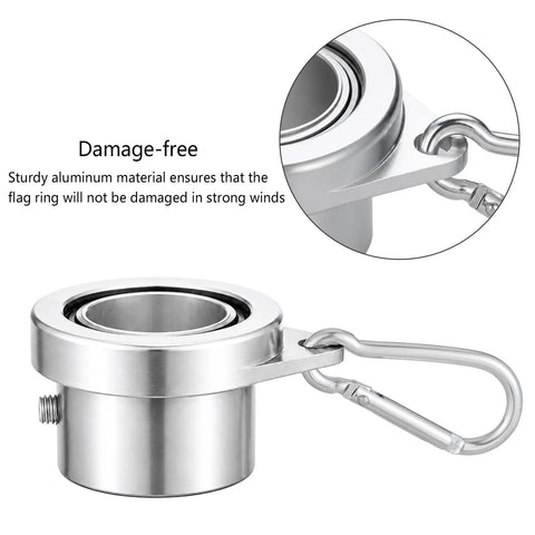 Aluminum Flag Pole Rings With Bearing For 0.75 To 1 Inch Flag Poles, No Tangle 360 Degree Rotation, Durable Carabiner Clips, No Fuss Quick Install, Keeps Your Flag Flowing Smooth And Safe; aluminum flag ring with clip