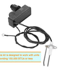 Push Button Fire Pit Ignition Kit With Two Outlets And Ground Wire For Gas Burner Systems Up To 150000 BTUs, wires and electrode shown