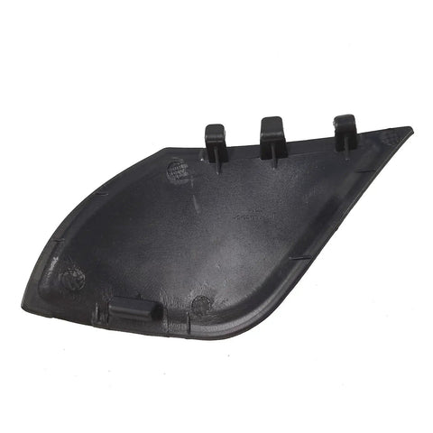 Solid Front Bumper Tow Hook Cover for Tesla Model X and Model S 2016 to 2021, unpainted black plastic, rear view showing mounting clips.