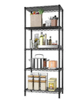 Beefy Five Tier Metal Wire Shelving Unit For Pantry And Garage Adjustable Shelves Up To 1000 Lbs Per Shelf With Stable Load Capacity 14 Inch Depth 24 Inch Width And 59.5 Inch Height black metal wire shelving with pantry items