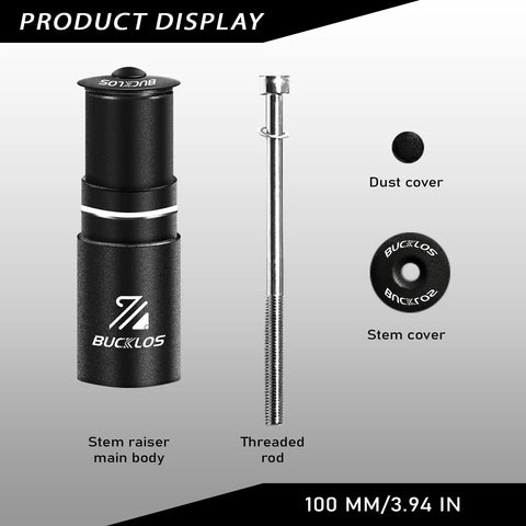 Beefy 100mm Bike Stem Riser Extender For 1 1/8 Inch Forks 28.6mm Aluminum Handlebar Adapter with threaded rod and covers