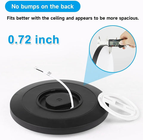 Waterproof Flush Mount Ceiling LED Light Fixture 24W 1700 Lumens 7200K Shower Light with 0.72 inch back plate black