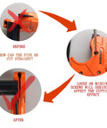 Diagram showing correct and incorrect use of Beefy Heavy Duty Ratchet PVC Pipe Cutter Up To Two And A Half Inch with missing screws.