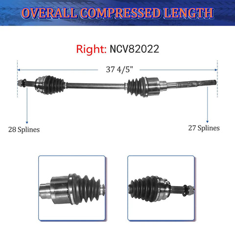 Front 4WD CV Axle Shaft Assembly For Jeep Patriot And Compass 2007 2008 2009 2010 2011 2012 2013 2014 2.4L Automatic CVT