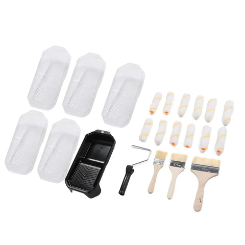Pro Level Microfiber Paint Roller Set With Beefy Frame And Spill Tray Including Five Mega Grip Rollers And Three Soft Touch Brushes, set includes 5 rollers and brushes.