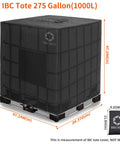 Beast IBC Cover for 275 Gallon Water Tank with Zipper shown on IBC tote, jet black 420D Oxford waterproof shell.