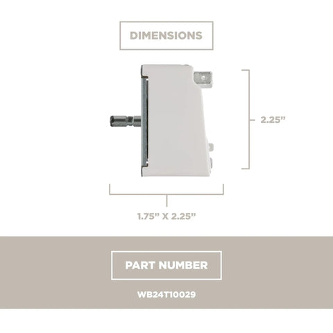 Dimensions of Genuine OEM Surface Burner Control Switch For Electric Ranges, Replacement Part For GE Ovens, Easy Install.