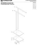 Assembly diagram of Edenscape Freestanding Towel Rack With Double Nearly 18 Inch Bars Polished Chrome Solid Steel Build No-Slip Weighted Base