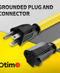Heavy Duty 100 Foot 14 3 SJTW Yellow Outdoor Extension Cord With 3 Prong Ground Plug 13A 1625W Water And Weather Resistant