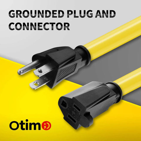 Heavy Duty 100 Foot 14 3 SJTW Yellow Outdoor Extension Cord With 3 Prong Ground Plug 13A 1625W Water And Weather Resistant