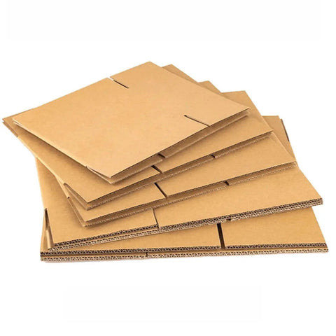 Stack of 10 Pack Corrugated Kraft Paper Mailing Boxes 12x12x12 Cm One Size, Sturdy Lightweight Shipping Cartons for moving, gifts and more.