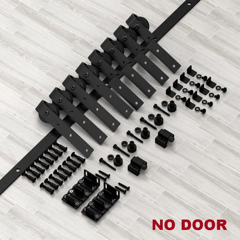 Six Foot Mini Bypass Barn Door Hardware Kit For Four Doors Heavy Duty Cabinet Track System For Cabinets TV Stands And Cupboards Loads Up To 110 Lbs With 3.54 Inch Clearance Above Door