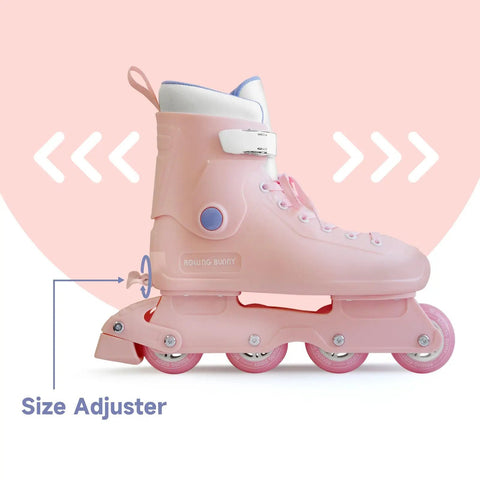 Women Inline Skates Adjustable Size Roller Blades For Adults With Hard Shell ABEC 7 Bearings And Triple Protection Safety Buckle Strap Lace Closure For A Smooth, Comfortable Fit in pink with size adjuster