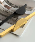 Two Pack Half Moon Cabinet Pulls Brushed Gold Semicircle Drawer Handles Solid Aluminum Alloy on modern surface