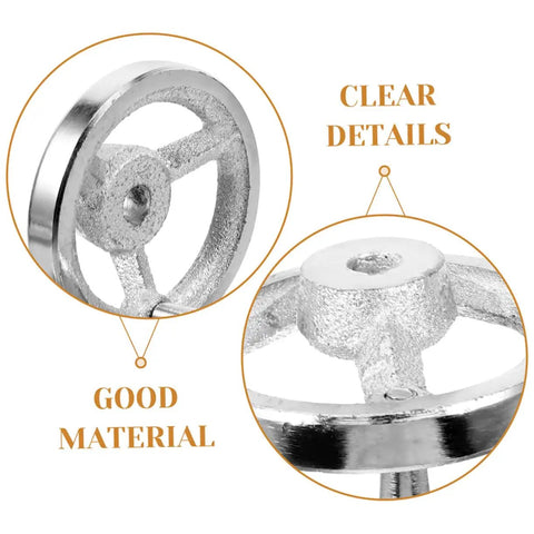 Two Piece Beefy Carbon Steel Lathe Hand Wheel Replacement With Chrome Plated Handle Durable Metal Handwheel detailed view