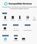 Compatible devices for Zigbee Smart Garage Door Tilt Sensor With Adjustable Sensitivity Levels And Long Battery Life Of Two Years.