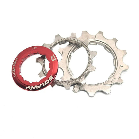 Lightweight 8 9 10 Speed Bike Cassette With 11 To 25T And 32T 36T 40T 42T 46T 50T Options, red lockring and steel cogs
