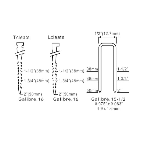 Diagram of 3-In-1 Pneumatic Flooring Nailer And Stapler, 15.5-Gauge Staples And 16-Gauge Cleats, 2-Inch Capacity
